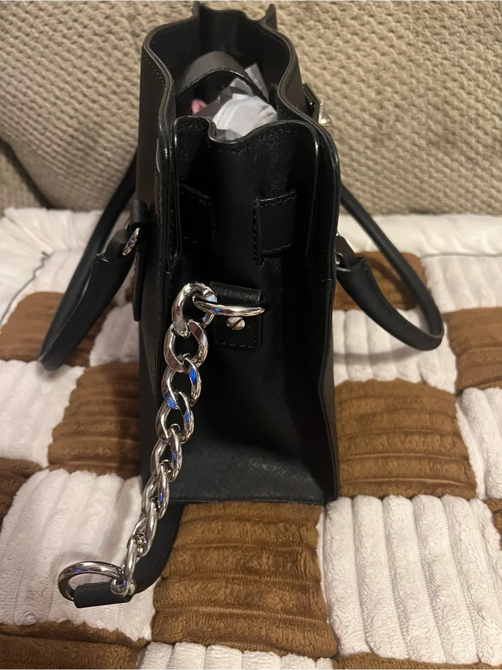 Michael Kors Black Medium Hamilton Satchel In Saffiano Leather EUC!
